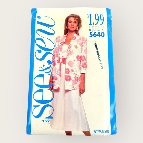 Vintage 1980s Butterick Sewing Pattern 5640 Misses Jacket Top Skirt Size 12-16 - Picture 1 of 2